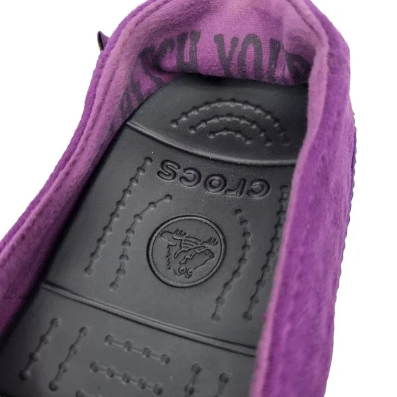 Crocs Womens Shoes Size 7 Purple Suede Slip On Sneakers 15514 - Picture 8 of 10